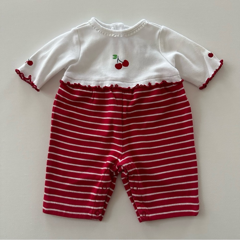 Gymboree 2001 Preemie Baby Girl Cherry Romper Vintage
